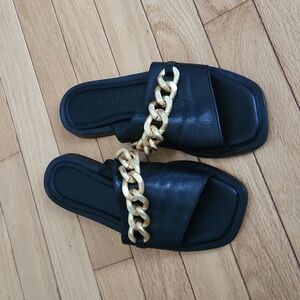 Venezia black leather sandal size 37